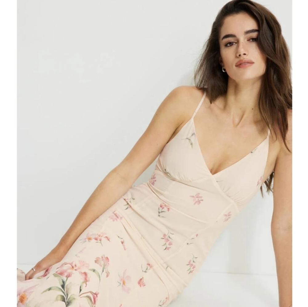 Long Floral Print Pink Dress